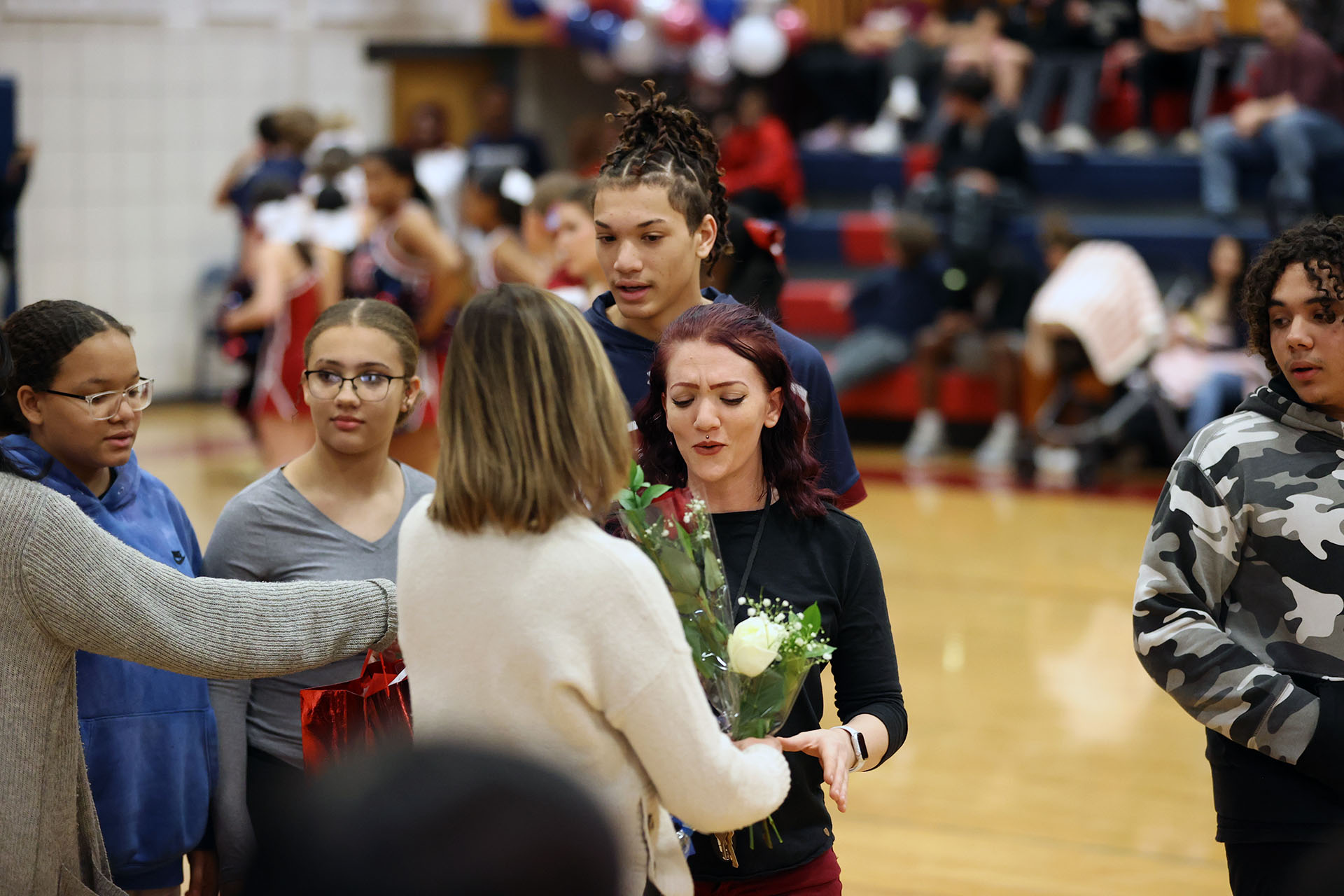 Lawrence and his family getting flowers