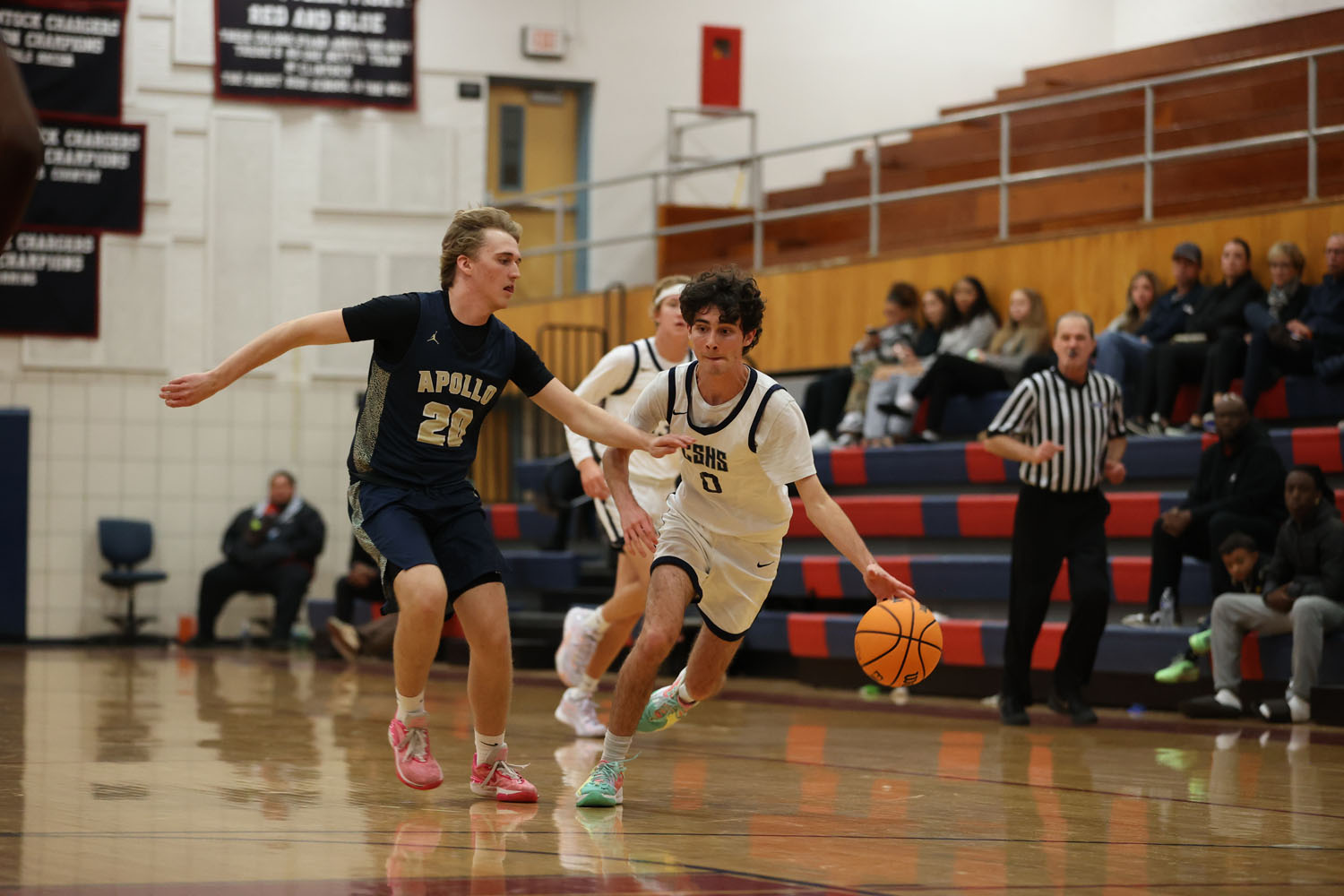 Fighting to bring the ball up the court